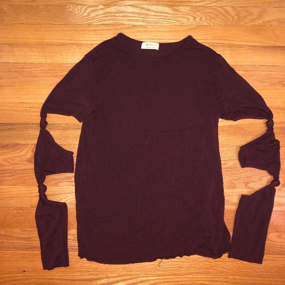 Bailey 44 wool blend top with sleeve cutouts